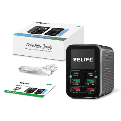 Многопортовое зарядное устройство Relife Q4 72W (6 портов; 2 PD; 2 QC 3.0; 2 USB) Серое фото в интернет-магазине 05gsm.ru