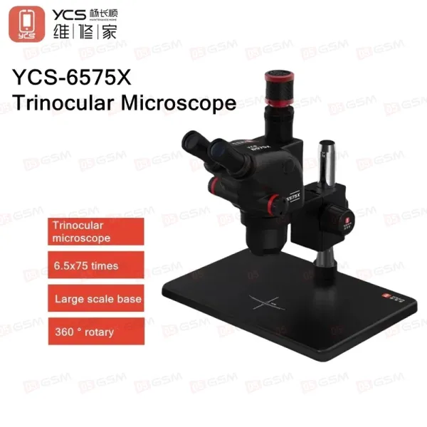 Микроскоп тринокулярный YCS 6575X + "X80 4K Cam" Version с подсветкой и линзой (6.5-75X; черный) фото в интернет-магазине 05gsm.ru