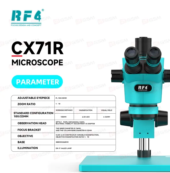 Микроскоп тринокулярный RF4 RF-CX71R (Бирюзовый) фото в интернет-магазине 05gsm.ru